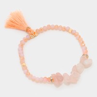 Coral Tassel Natural Stone Fragments Beaded Bracelet